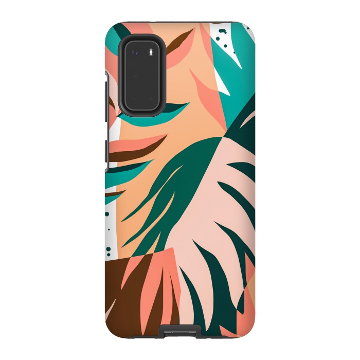 Galaxy S20 StrongFit Watching The Leaves Turn, Tropical Autumn Colorful Eclectic Abstract Palm Nature Boho Graphic Design by Uma Prabhakar Gokhale