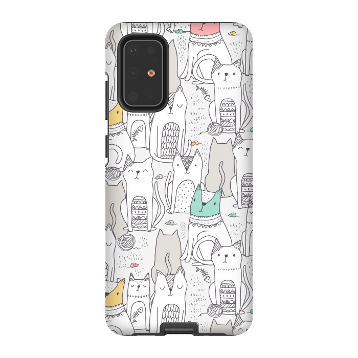 Galaxy S20 Plus StrongFit Doodle cute cats by Anna Alekseeva