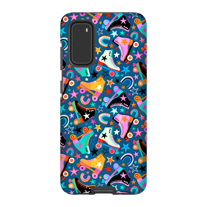 Galaxy S20 StrongFit Retro Rainbow Roller Skates and Stars by Micklyn Le Feuvre