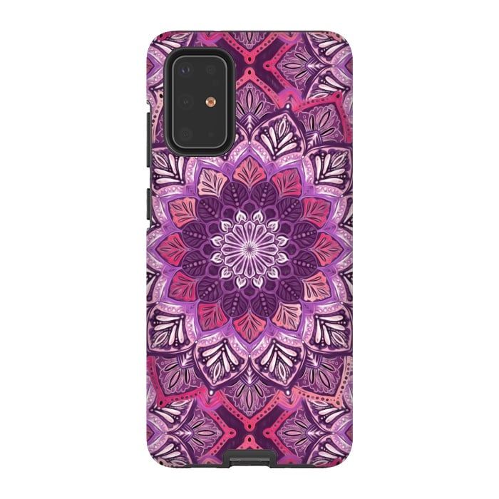 Galaxy S20 Plus StrongFit Perfect Pearly Plum Mandala by Micklyn Le Feuvre