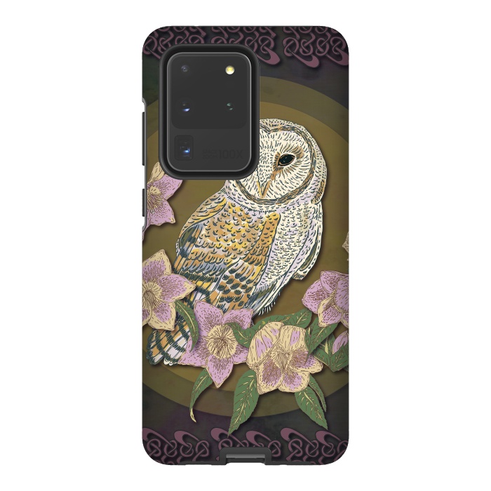 Galaxy S20 Ultra StrongFit Owl & Hellebore by Lotti Brown
