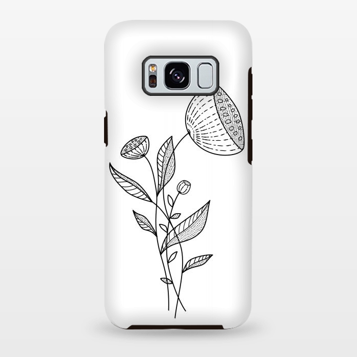 Galaxy S8 plus StrongFit Abstract Flowers Doodle Black And White Elegant Line Art by Boriana Giormova