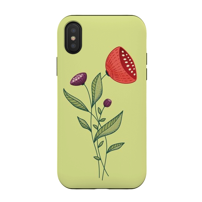 iPhone Xs / X StrongFit Spring Flowers Abstract Botanical Line Art by Boriana Giormova