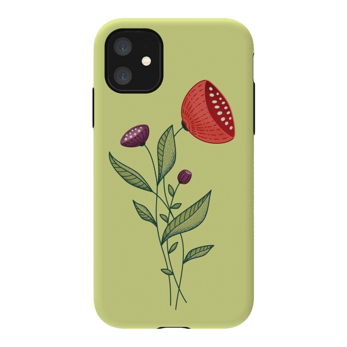 iPhone 11 StrongFit Spring Flowers Abstract Botanical Line Art by Boriana Giormova