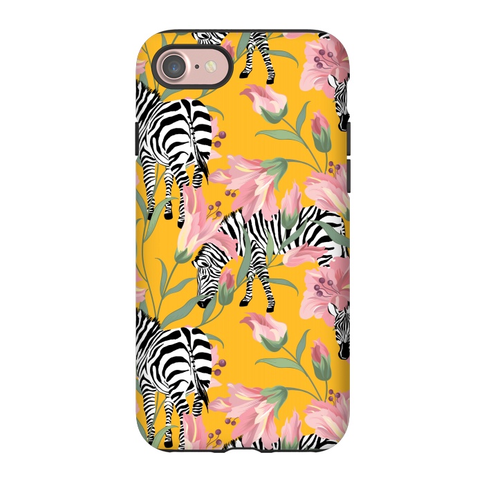 iPhone 7 StrongFit Striped For Life | Zebra Mango Forest | Modern Bohemian Wildlife Jungle | Botanical Nature by Uma Prabhakar Gokhale