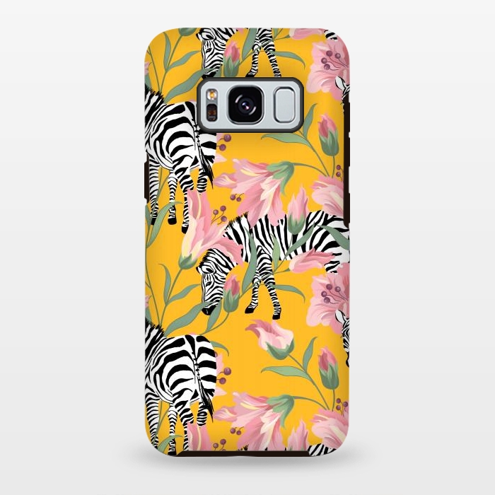 Galaxy S8 plus StrongFit Striped For Life | Zebra Mango Forest | Modern Bohemian Wildlife Jungle | Botanical Nature by Uma Prabhakar Gokhale