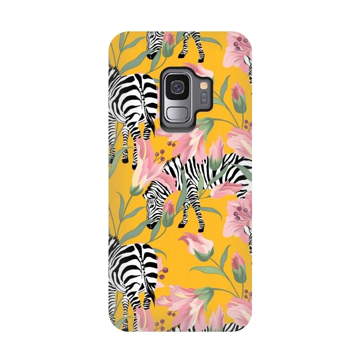 Galaxy S9 StrongFit Striped For Life | Zebra Mango Forest | Modern Bohemian Wildlife Jungle | Botanical Nature by Uma Prabhakar Gokhale