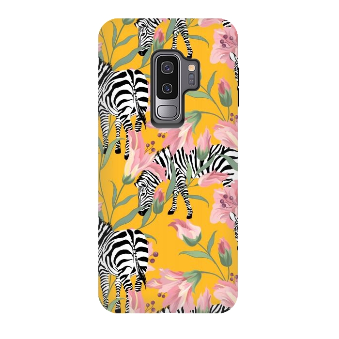 Galaxy S9 plus StrongFit Striped For Life | Zebra Mango Forest | Modern Bohemian Wildlife Jungle | Botanical Nature by Uma Prabhakar Gokhale