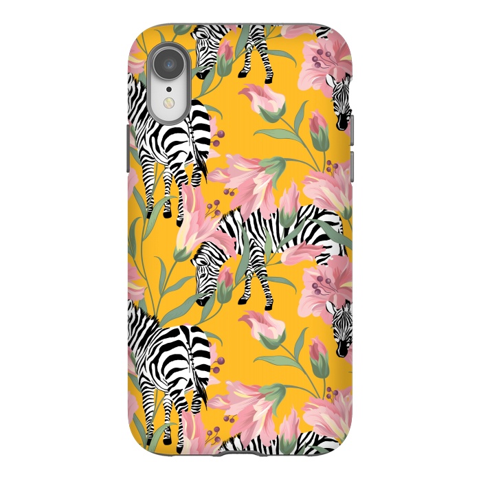 iPhone Xr StrongFit Striped For Life | Zebra Mango Forest | Modern Bohemian Wildlife Jungle | Botanical Nature by Uma Prabhakar Gokhale