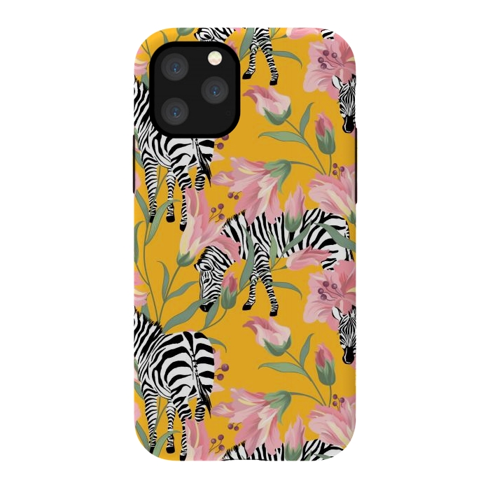 iPhone 11 Pro StrongFit Striped For Life | Zebra Mango Forest | Modern Bohemian Wildlife Jungle | Botanical Nature by Uma Prabhakar Gokhale