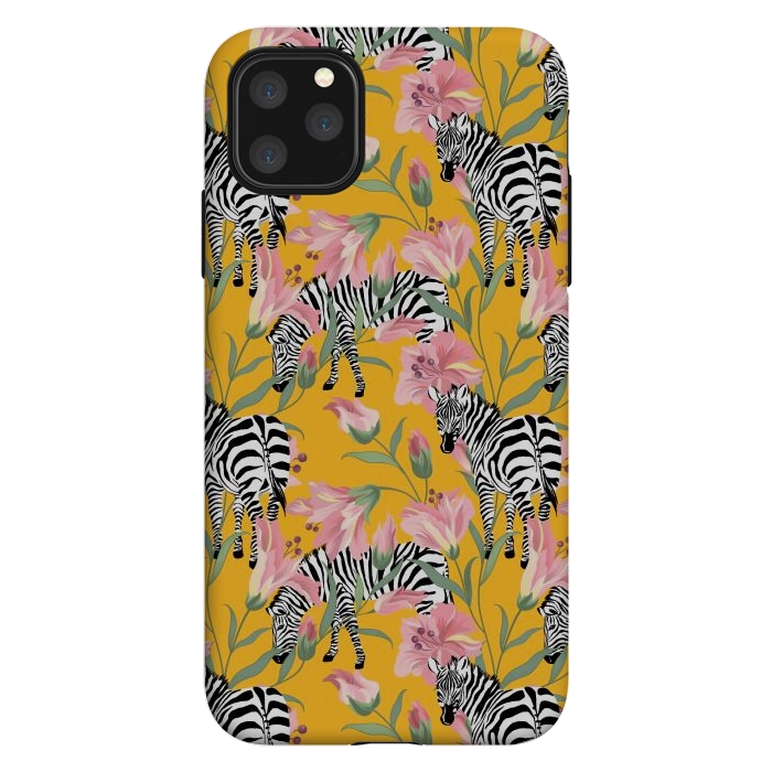 iPhone 11 Pro Max StrongFit Striped For Life | Zebra Mango Forest | Modern Bohemian Wildlife Jungle | Botanical Nature by Uma Prabhakar Gokhale