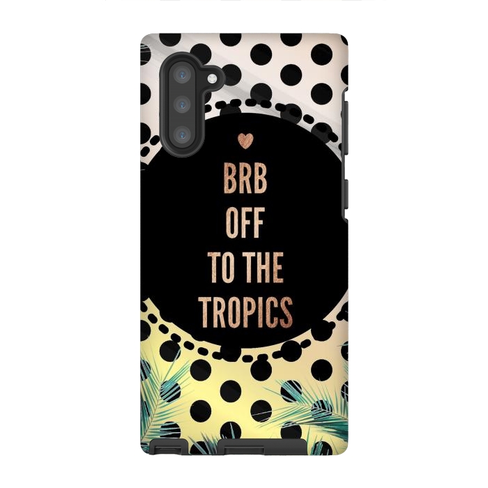 Galaxy Note 10 StrongFit Off to the tropics typo and polka dots by Oana 