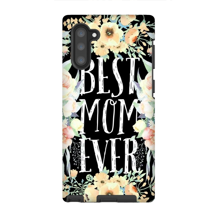 Galaxy Note 10 StrongFit Best mom spring watercolor flowers  by Oana 
