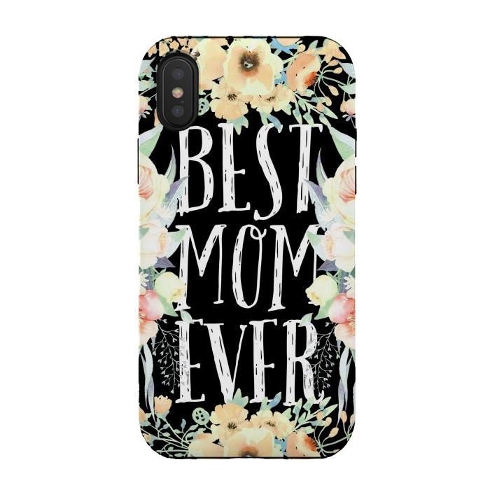 iPhone Xs / X StrongFit Best mom spring watercolor flowers  by Oana 
