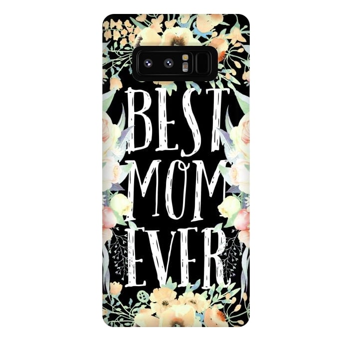 Galaxy Note 8 StrongFit Best mom spring watercolor flowers  by Oana 