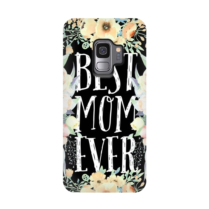 Galaxy S9 StrongFit Best mom spring watercolor flowers  by Oana 