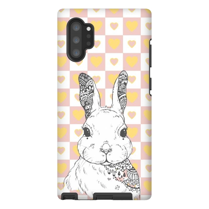 Galaxy Note 10 plus StrongFit Rabbit and yellow hearts Alice in Wonderland by Oana 