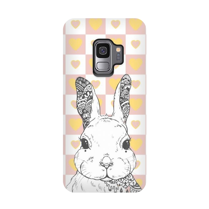 Galaxy S9 StrongFit Rabbit and yellow hearts Alice in Wonderland by Oana 
