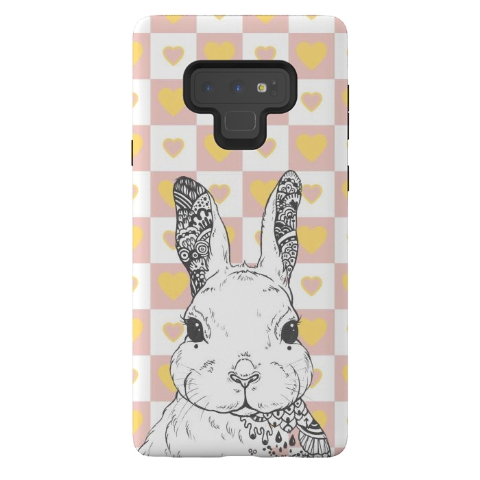 Galaxy Note 9 StrongFit Rabbit and yellow hearts Alice in Wonderland by Oana 