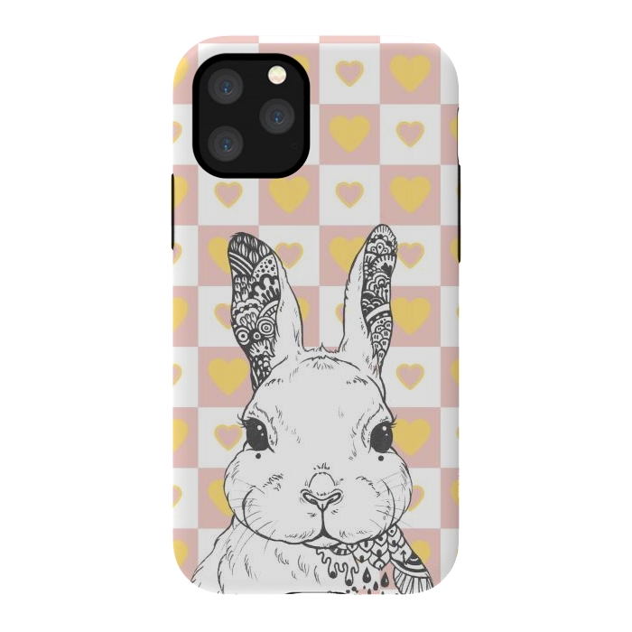 iPhone 11 Pro StrongFit Rabbit and yellow hearts Alice in Wonderland by Oana 