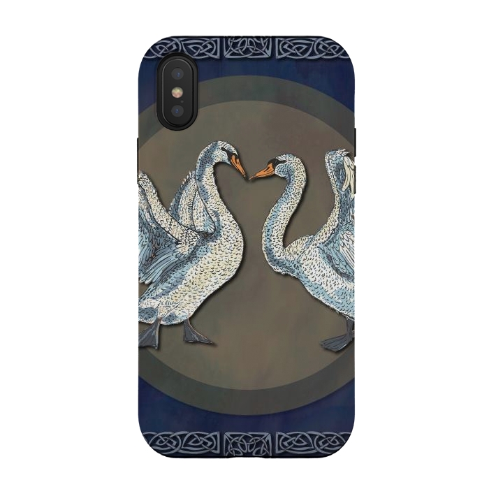 iPhone Xs / X StrongFit Dancing Swans by Lotti Brown