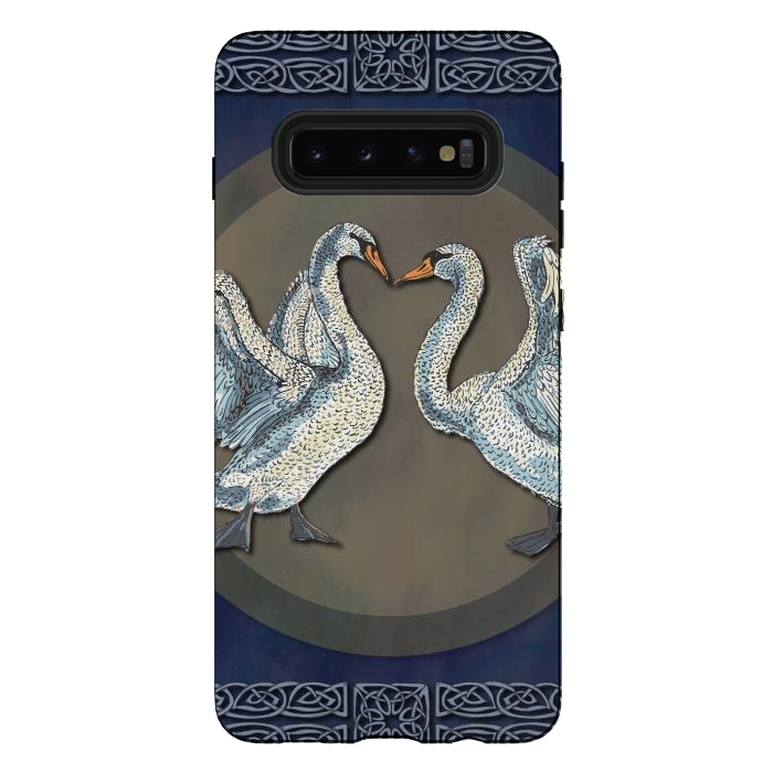 Galaxy S10 plus StrongFit Dancing Swans by Lotti Brown