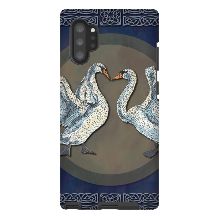 Galaxy Note 10 plus StrongFit Dancing Swans by Lotti Brown