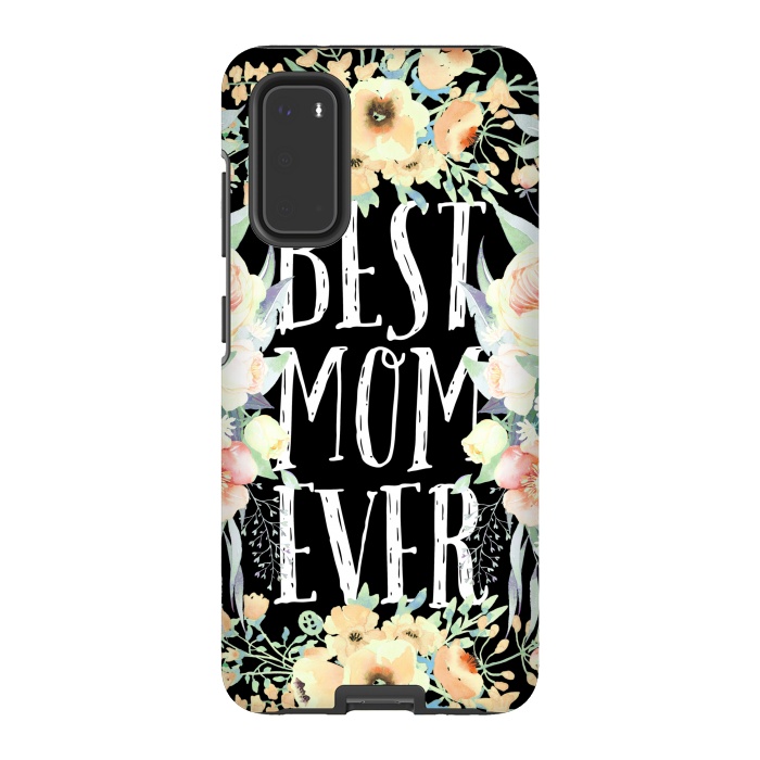 Galaxy S20 StrongFit Best mom spring watercolor flowers  by Oana 