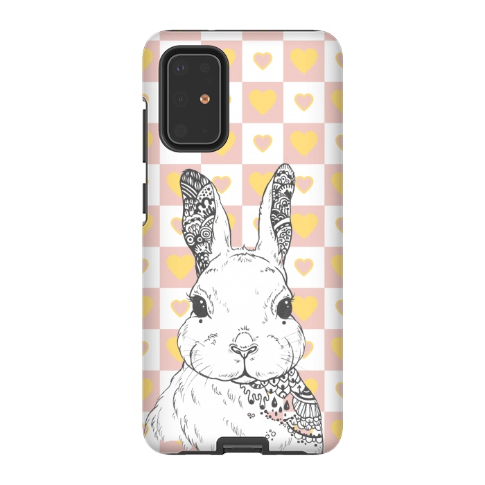 Galaxy S20 Plus StrongFit Rabbit and yellow hearts Alice in Wonderland by Oana 