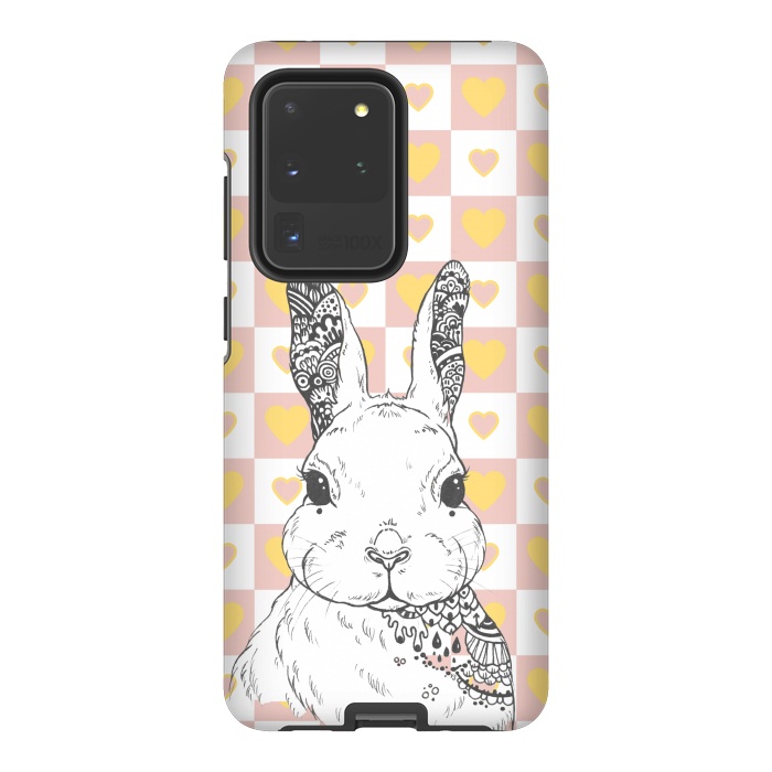 Galaxy S20 Ultra StrongFit Rabbit and yellow hearts Alice in Wonderland by Oana 