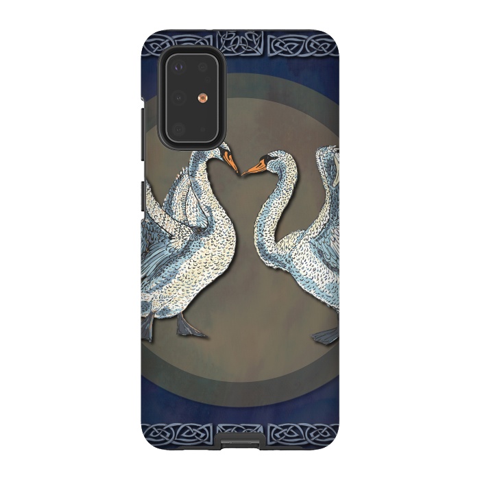 Galaxy S20 Plus StrongFit Dancing Swans by Lotti Brown