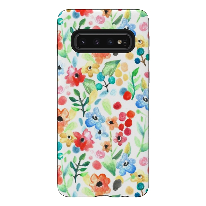 Galaxy S10 StrongFit Flourish - Watercolour Floral by Tangerine-Tane