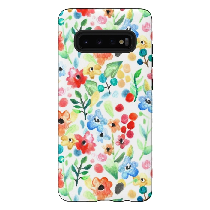 Galaxy S10 plus StrongFit Flourish - Watercolour Floral by Tangerine-Tane