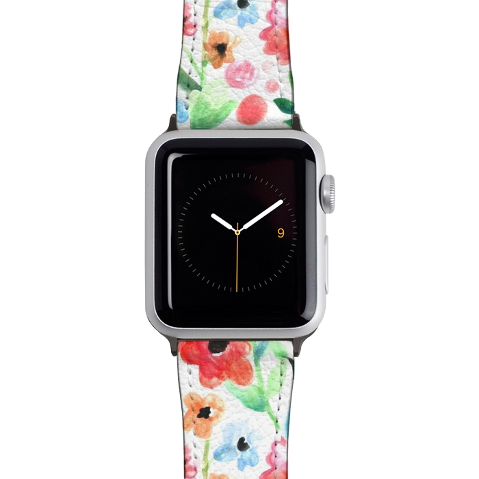 Watch 38mm / 40mm Strap PU leather Flourish - Watercolour Floral by Tangerine-Tane