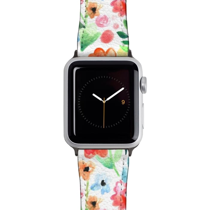 Watch 42mm / 44mm Strap PU leather Flourish - Watercolour Floral by Tangerine-Tane
