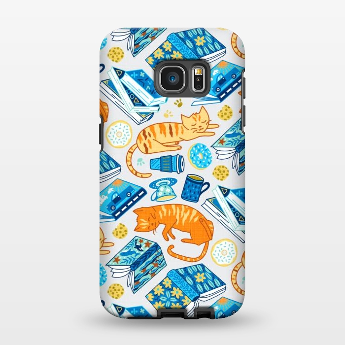Galaxy S7 EDGE StrongFit Tea Party Cat-Book Vibes  by Tigatiga