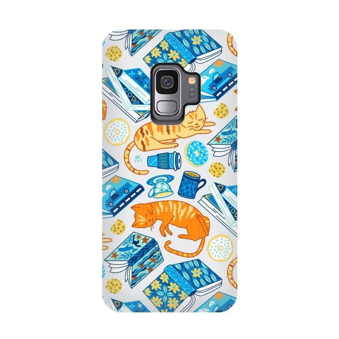 Galaxy S9 StrongFit Tea Party Cat-Book Vibes  by Tigatiga