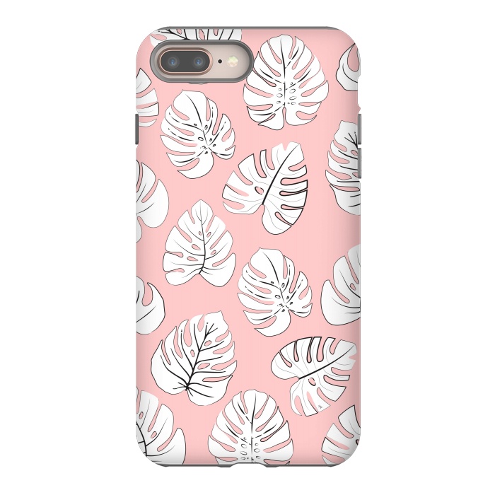 iPhone 7 plus StrongFit White exotic leaves by Martina