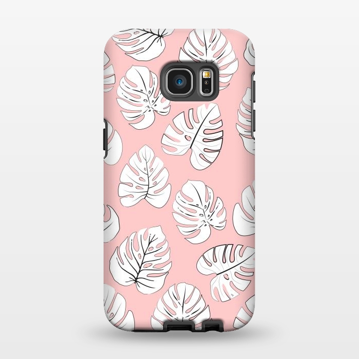 Galaxy S7 EDGE StrongFit White exotic leaves by Martina