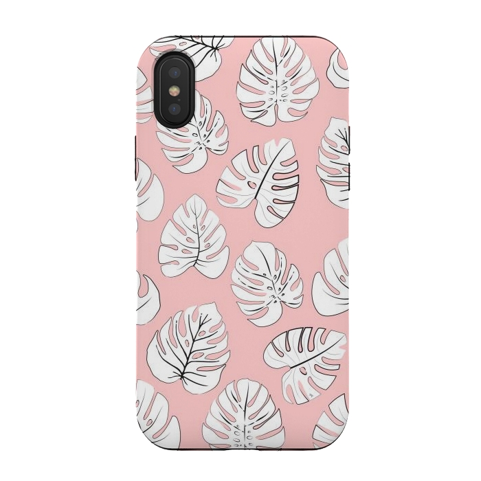 iPhone Xs / X StrongFit White exotic leaves by Martina