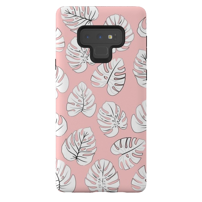 Galaxy Note 9 StrongFit White exotic leaves by Martina