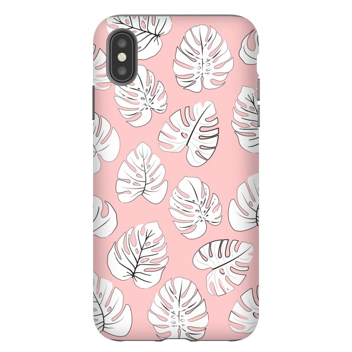 iPhone Xs Max StrongFit White exotic leaves by Martina