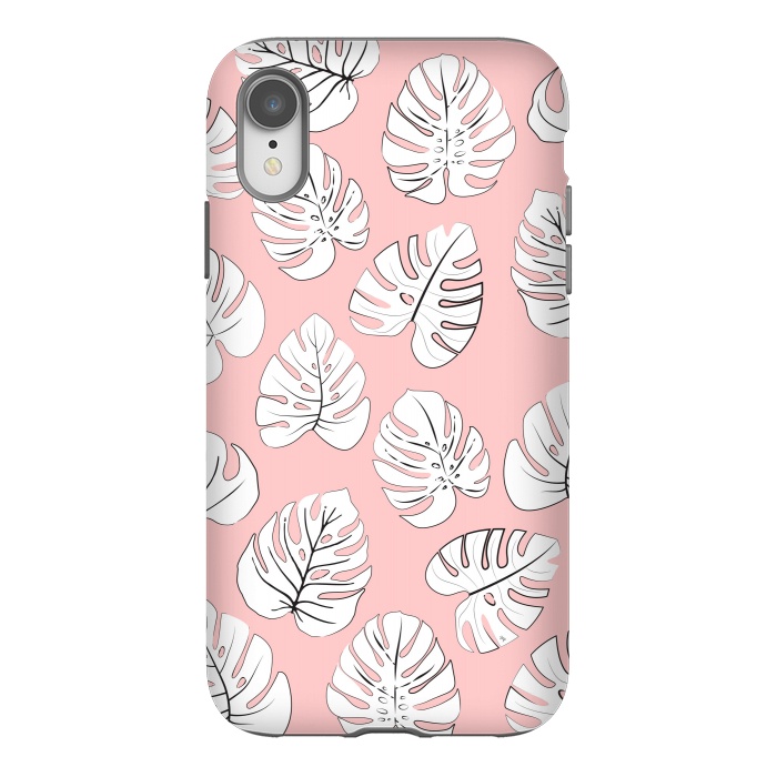 iPhone Xr StrongFit White exotic leaves by Martina