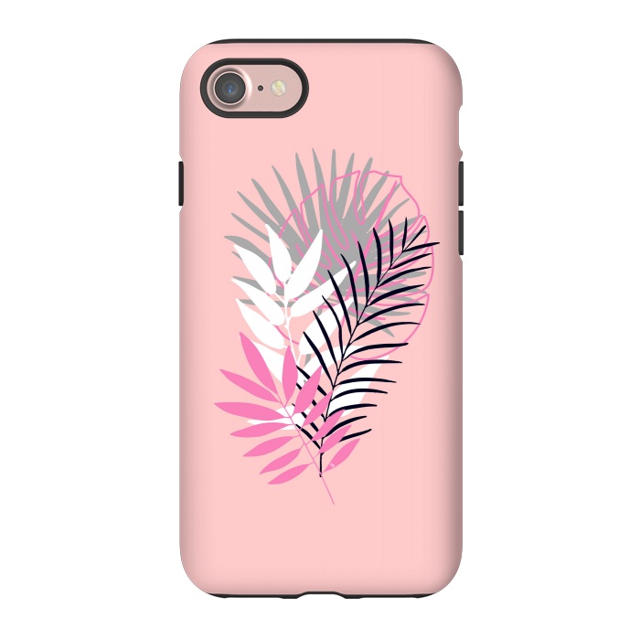 iPhone 7 StrongFit Pink tropical leaves by Martina