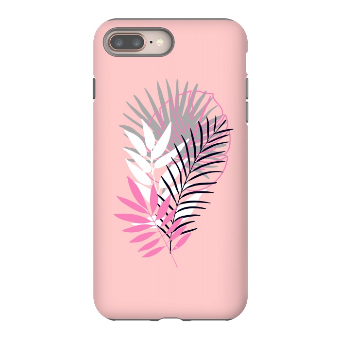 iPhone 7 plus StrongFit Pink tropical leaves by Martina