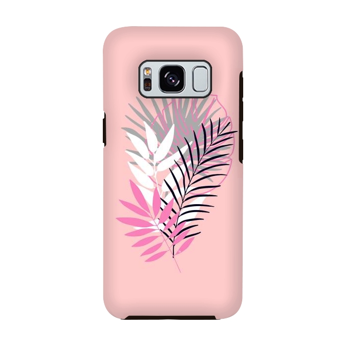 Galaxy S8 StrongFit Pink tropical leaves by Martina