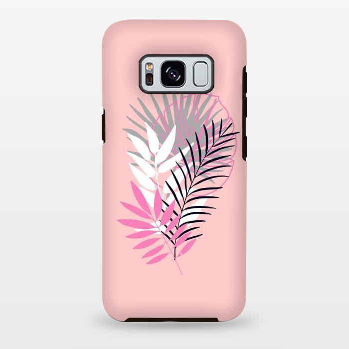 Galaxy S8 plus StrongFit Pink tropical leaves by Martina