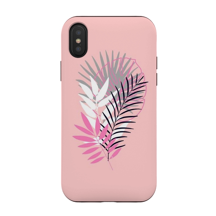 iPhone Xs / X StrongFit Pink tropical leaves by Martina