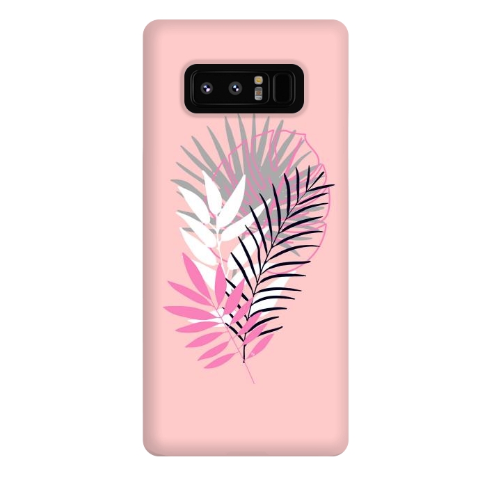 Galaxy Note 8 StrongFit Pink tropical leaves by Martina