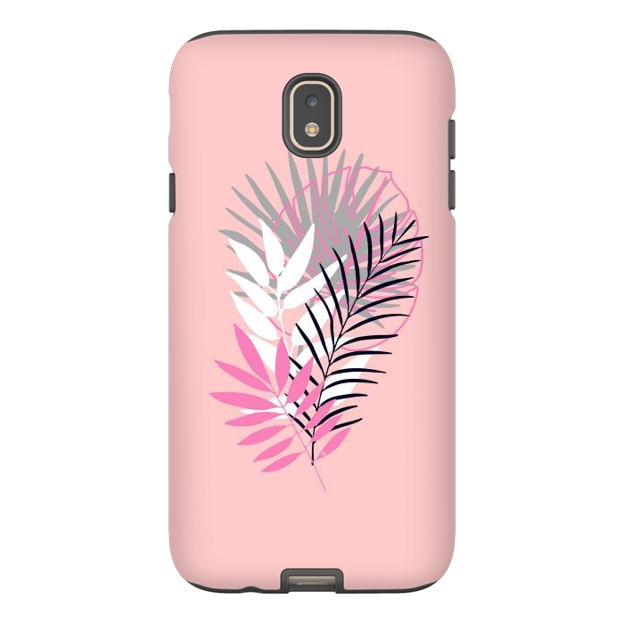 Galaxy J7 StrongFit Pink tropical leaves by Martina